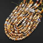 Freeform Natural Crazy Lace Agate Thick Rondelle Beads Gemstone 15.5" Strand