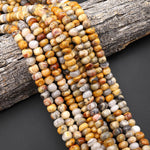 Freeform Natural Crazy Lace Agate Thick Rondelle Beads Gemstone 15.5" Strand