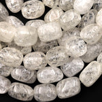Chunky Natural Cracked Rock Crystal Quartz Nugget Beads 15.5" Strand