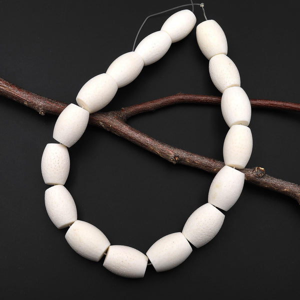 Large Natural White Sponge Coral Beads Barrel Cylinder Drum 24mm Gemstone 15.5" Strand A1