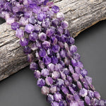 AAA Faceted Natural Chevron Amethyst Geometric Hexagon Coin 13mm Gemstone 15.5" Strand