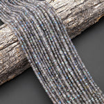 AAA Faceted Natural Labradorite 4mm Thin Rondelle Beads 15.5" Strand