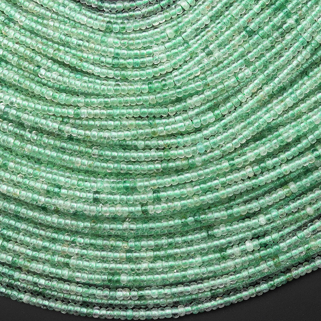 Rare AAA Tiny Small African Green Chalcedony 2mm Smooth Rondelle Beads Gemstone 15.5" Strand