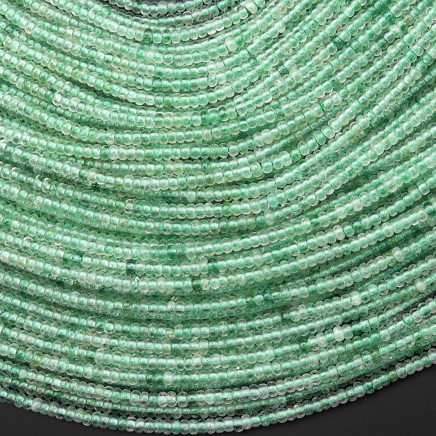 Rare AAA Tiny Small African Green Chalcedony 2mm Smooth Rondelle Beads Gemstone 15.5" Strand