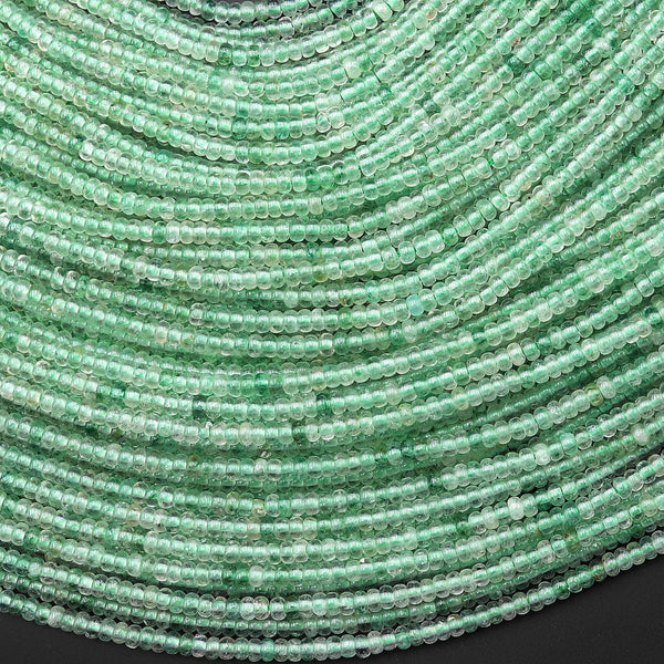 Rare AAA Tiny Small African Green Chalcedony 2mm Smooth Rondelle Beads Gemstone 15.5" Strand