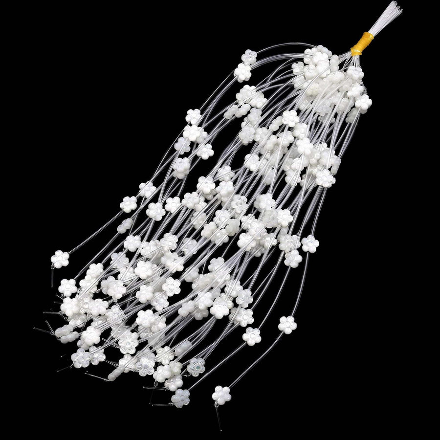 AAA Natural White Mother of Pearl Hand Carved Cherry Blossom Flower 10mm Gemstone Beads Strand