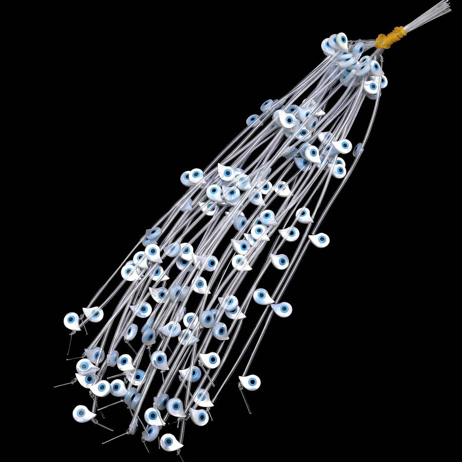 AAA Iridescent Natural White Mother of Pearl Shell Blue Evil Eye Teardrop Beads 11x8mm Strand