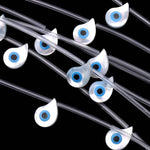 AAA Iridescent Natural White Mother of Pearl Shell Blue Evil Eye Teardrop Beads 11x8mm Strand