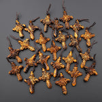 AAA Hand Carved Natural Golden Tiger's Eye Rose Cross Pendant Top Side Drilled Gemstone