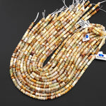 AAA Natural Green Brown Calcite Carved Bamboo Stem Tube Beads Aka Afghanistan Jade 15.5" Strand