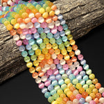 AAA Rainbow Selenite 6mm 8mm 10mm Round Beads High Quality Real Genuine Cat's Eye Selenite Gemstone 15.5" Strand