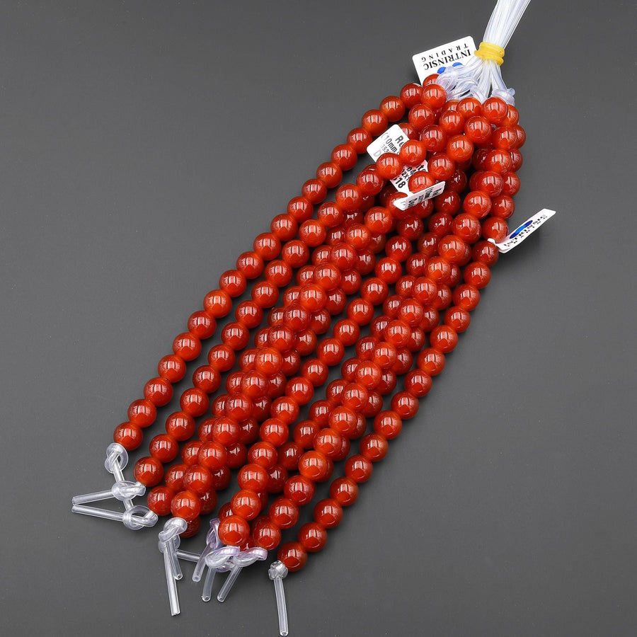 AAA Large Hole Beads 2mm 3mm Drill Natural Red Agate 6mm 8mm 10mm Round Beads 8" Strand