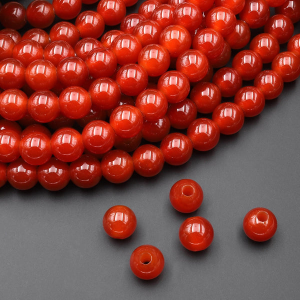 AAA Large Hole Beads 2mm 3mm Drill Natural Red Agate 6mm 8mm 10mm Round Beads 8" Strand