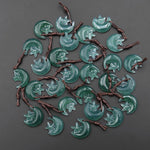 Hand Carved Natural Blue Green Guatemalan Jade Star and Moon Pendant