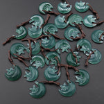 Hand Carved Natural Blue Green Guatemalan Jade Star and Moon Pendant