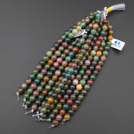 AAA Large Hole Beads 2mm 3mm Drill Natural Indian Agate 8mm 10mm Round Beads 8" Strand