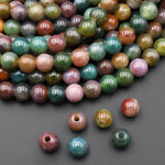 AAA Large Hole Beads 2mm 3mm Drill Natural Indian Agate 8mm 10mm Round Beads 8" Strand