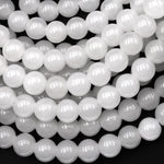 AAA Large Hole Beads 2mm 3mm Drill Natural Pristine White Ice Mountain Jade 8mm 10mm Round Beads 8" Strand