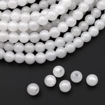 AAA Large Hole Beads 2mm 3mm Drill Natural Pristine White Ice Mountain Jade 8mm 10mm Round Beads 8" Strand