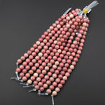 AAA Large Hole Beads 2mm 3mm Drill Natural Pink Petrified Rhodonite 6mm 8mm 10mm Round Beads 8" Strand