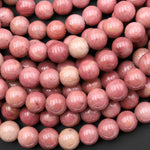 AAA Large Hole Beads 2mm 3mm Drill Natural Pink Petrified Rhodonite 6mm 8mm 10mm Round Beads 8" Strand