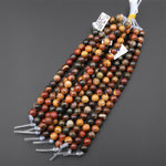 Large Hole Beads 2mm 3mm Drill Natural Red Creek Jasper 6mm 8mm 10mm Round Beads 8" Strand