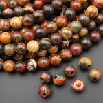 Large Hole Beads 2mm 3mm Drill Natural Red Creek Jasper 6mm 8mm 10mm Round Beads 8" Strand