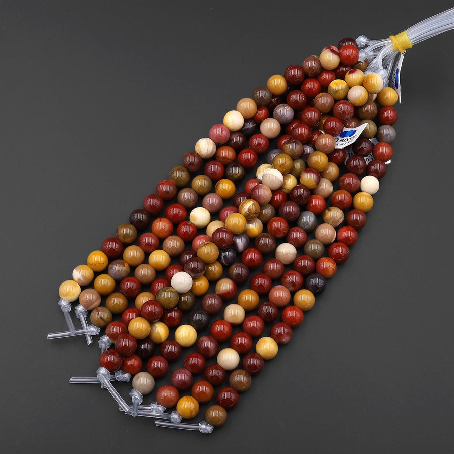 AAA Large Hole Beads 2mm 3mm Drill Natural Australian Mookaite Jasper 8mm 10mm 12mm Round Beads 8" Strand