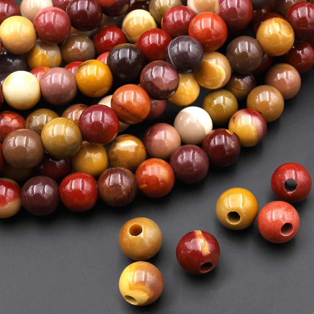 AAA Large Hole Beads 2mm 3mm Drill Natural Australian Mookaite Jasper 8mm 10mm 12mm Round Beads 8" Strand
