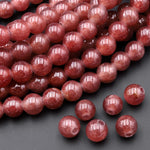 AAA Large Hole Beads 3mm Drill Natural Strawberry Quartz 10mm Round Beads 8" Strand