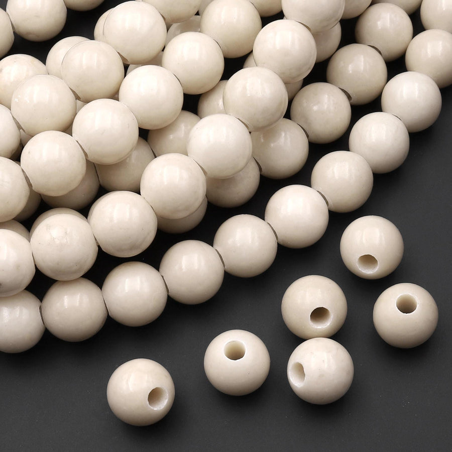 AAA Large Hole Beads 2mm 3mm Drill Natural Fossil Jasper Aka Riverstone 6mm 8mm 10mm Round Beads 8" Strand
