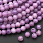 AAA Large Hole Beads 2.5mm Drill Natural Violet Purple Lepidolite 8mm Round Beads 8" Strand