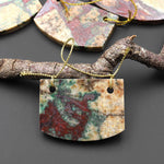 From the Old Arizona Copper Mine~ 2 Two Hole Pendant Natural Copper in Chrysocolla Flat Rectangle Locket Saddle Shape
