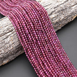 AAA Faceted Natural Raspberry Rhodolite Garnet 4mm Round Reddish Purple Gemstone Beads 15.5" Strand
