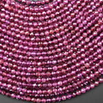 AAA Faceted Natural Raspberry Rhodolite Garnet 4mm Round Reddish Purple Gemstone Beads 15.5" Strand