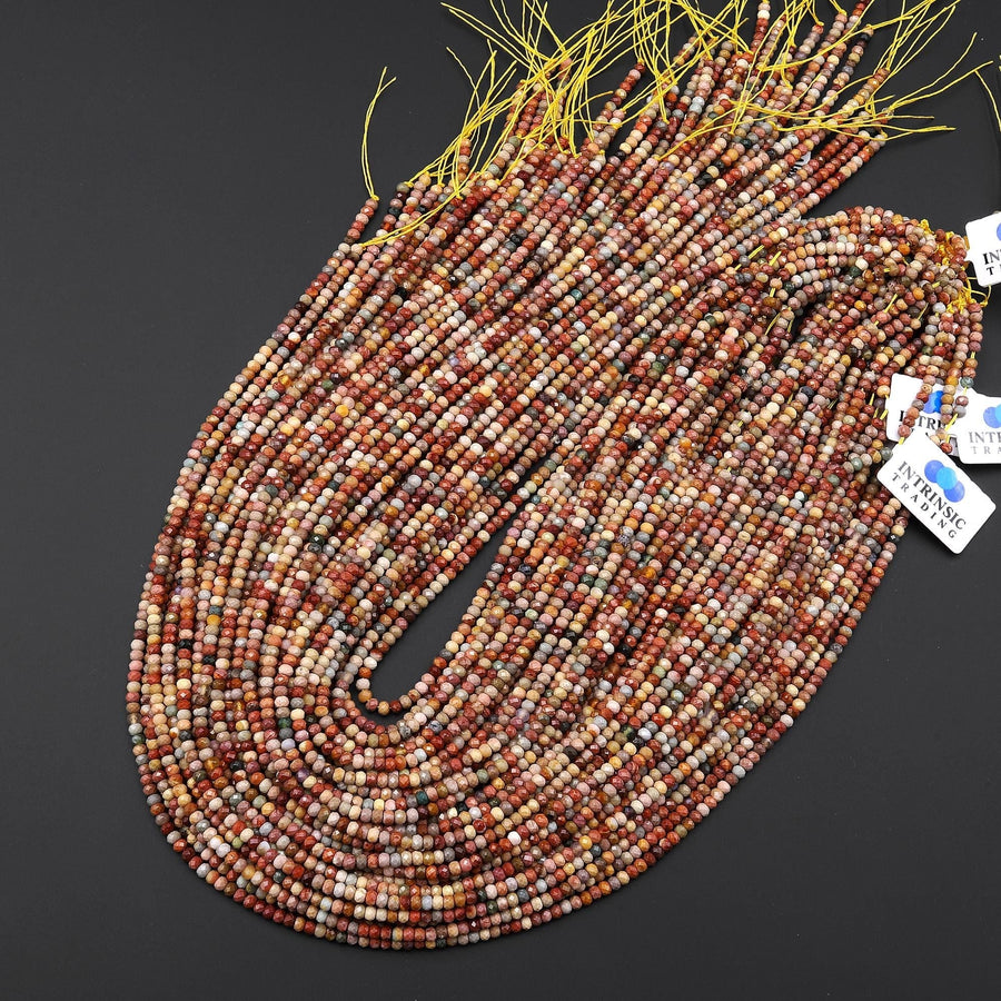 Faceted Natural Alashan Agate 3mm Rondelle Beads Micro Diamond Cut Gemstone 15.5" Strand