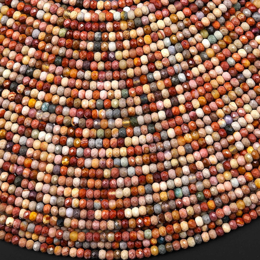 Faceted Natural Alashan Agate 3mm Rondelle Beads Micro Diamond Cut Gemstone 15.5" Strand