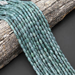 AAA Natural Guatemalan Jade Swirly Bamboo Barrel Beads 5x8mm 15.5" Strand