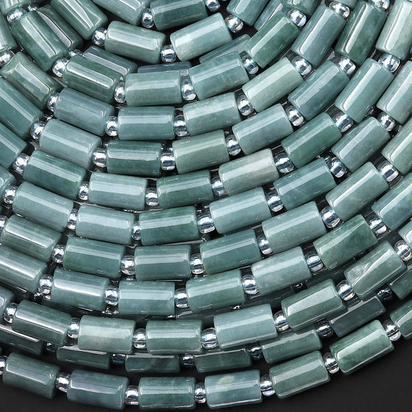 AAA Natural Guatemalan Jade Smooth Tube Beads 5x8mm 15.5" Strand