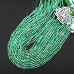 AAA Real Genuine Faceted Natural Green Emerald Gemstone 3mm 4mm Thin Rondelle Gemstone May Birthstone 15.5" Strand