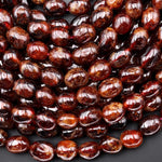 Natural Brown Hessonite Garnet Freeform Rounded Pebble Nugget Beads Gemstone 15.5" Strand