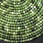 Real Genuine Natural Green Russian Siberian Jade Smooth 4mm Round Beads 15.5" Strand