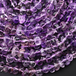Extra Translucent Natural Purple Amethyst Beads Center Drilled Freeform Pebble Thick Nugget 15.5" Strand