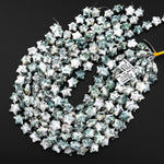 Natural Green Tree Agate Beads 16mm Puffy Star Gemstone 15.5" Strand