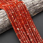 AAA Faceted Natural Red Brecciated River Jasper Beads 6mm hexagon Heishi Rondelle 15.5" Strand