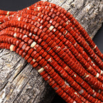 AAA Faceted Natural Red Brecciated River Jasper Beads 6mm hexagon Heishi Rondelle 15.5" Strand