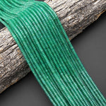 Emerald Green Agate 4mm Heishi Rondelle Beads 15.5" Strand