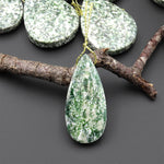 Natural Green Tree Agate Pendant Side Drilled Teardrop Gemstone