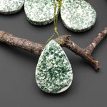 Natural Green Tree Agate Pendant Side Drilled Teardrop Gemstone