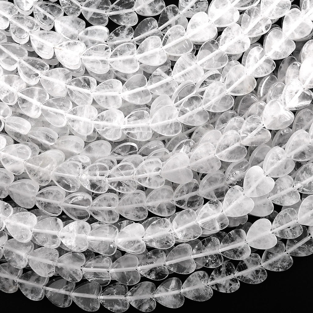 Natural Rock Quartz Heart 8mm Beads Center Drilled Gemstone 15.5" Strand